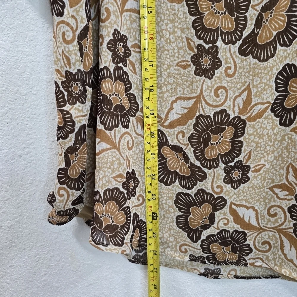Loft Floral Print Puff  Womens Sleeve Henley Blouse Size XL.